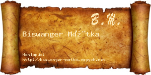 Biswanger Mátka névjegykártya